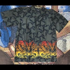 NWOT Blue Edge Boys Black and Orange Dragon Shirt